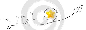 Mouse cursor line icon. Click action sign. Continuous line with plane. Vector