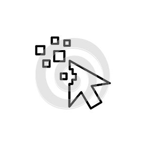 Mouse Cursor Line Icon In Flat Style Vector For App, UI, Websites. Black Icon Vector Illustration