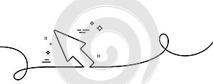 Mouse Cursor line icon. Pointer sign. Continuous line with curl. Vector