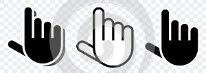 Mouse cursor. Mouse hand cursor. Computer Mouse click cursor. Black vector icon. Vector clipart.