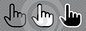 Mouse cursor. Mouse hand cursor. Computer Mouse click cursor. Black vector icon. Vector clipart.