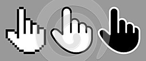 Mouse cursor. Mouse hand cursor. Computer Mouse click cursor. Black vector icon. Vector clipart.