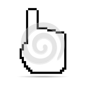 Mouse cursor pixel shadow icon, web click symbol, computer pointer vector illustration