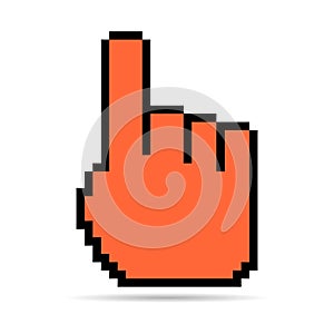 Mouse cursor pixel shadow icon, web click symbol, computer pointer vector illustration