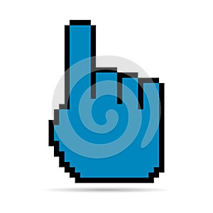 Mouse cursor pixel shadow icon, web click symbol, computer pointer vector illustration