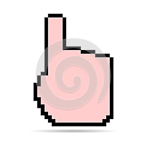 Mouse cursor pixel shadow icon, web click symbol, computer pointer vector illustration