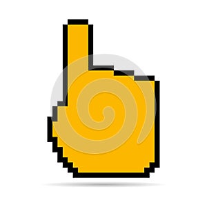 Mouse cursor pixel shadow icon, web click symbol, computer pointer vector illustration