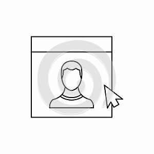 Mouse cursor pointing to a person on monitor icon