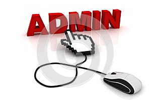 Mouse cursor points to the word Admin