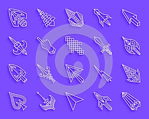Mouse Cursor simple paper cut icons vector set
