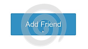 Mouse Cursor Slides Over And Clicks Add Friend on Social Media Web Page. Device Screen View of Cursor Clicking Adding Friendship