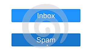 Mouse Cursor Slides Over And Clicks Email Spam. Device Screen View of Cursor Clicking E-mail Junk Mail Box Online Software. View