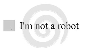 Mouse Cursor Slides Over And Clicks I`m Not A Robot Checkbox. Device Screen View of Cursor Clicking to Check Mark I Am Not a Bot