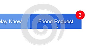 Mouse Cursor Slides Over And Clicks New Friend Request on Social Media Network. Device Screen View of Cursor Clicking to Open