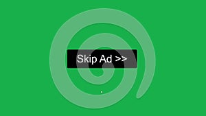 Mouse Cursor Slides Over And Clicks Skip Ad on Green Screen. Chroma Key Device Screen View of Cursor Clicking Skipping Avoid Ad