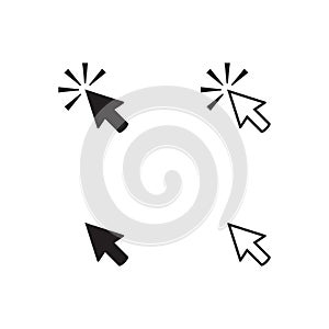 Mouse cursor vector icon, clicking cursor pointer icon vector