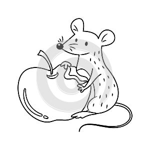 A Mouse Eating Apple Colorless