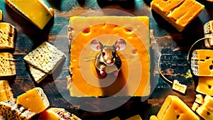 Mouse Emerging from Cheese Block