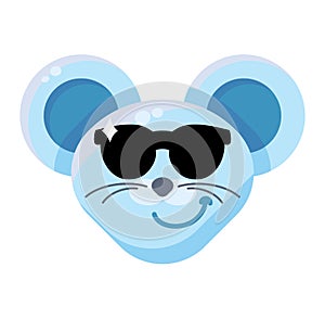 Mouse face cool boy emoticon sticker photo