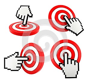 Mouse finger cursor pointing at the target