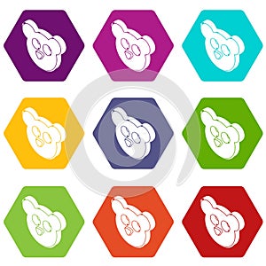 Mouse form button clothes icons set 9 vector photo