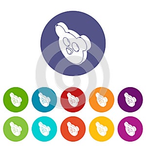 Mouse form button clothes icons set vector color photo