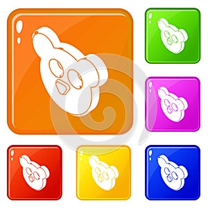 Mouse form button clothes icons set vector color photo
