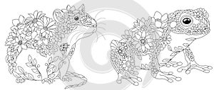 Mouse and frog coloring pages