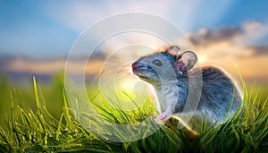 mouse on the grass, AI generated