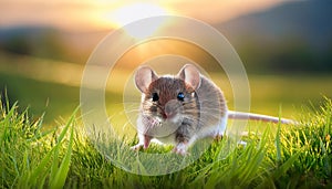 mouse on the grass, AI generated