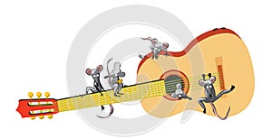 Mouse and Guitar, vector illustration