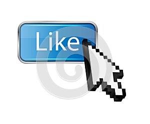 Mouse hand cursor on like button vector