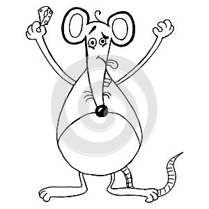 Mouse hand drawn. Vector illustration of cartoon mouse. Funny rat