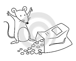 A Mouse Happy to See a Bag of Snack Colorless