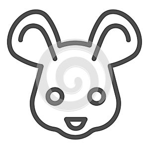 Mouse head line icon. Cute rodent rat face, simple silhouette. Animals vector design concept, outline style pictogram on