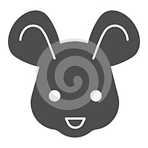 Mouse head solid icon. Cute rodent rat face, simple silhouette. Animals vector design concept, glyph style pictogram on