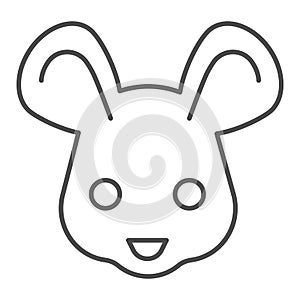 Mouse head thin line icon. Cute rodent rat face, simple silhouette. Animals vector design concept, outline style