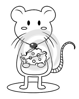Mouse Holding a Cheese Colorless