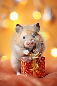 a mouse holding a gift box