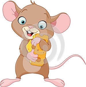 Mouse holding a piece of cheese