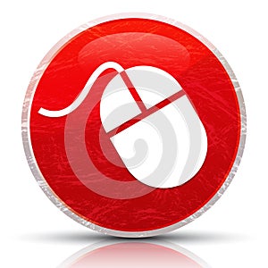 Mouse icon metallic grunge abstract red round button illustration