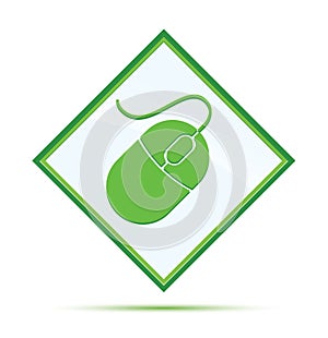 Mouse icon modern abstract green diamond button