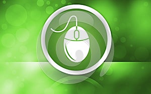 Mouse icon premium glossy button isolated on abstract shiny green background