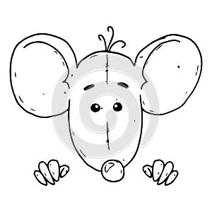 Mouse icon. Vector illustration of a toy mouse. Hand drawn mouse, rat a symbol of the chinese new year