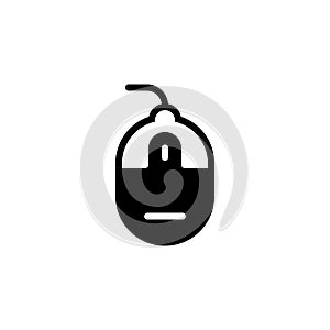 Black solid icon for Mouse, wireless and computer