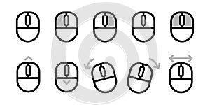 mouse input set collection from left right click scroll down up tap press hand gesture