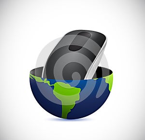 Mouse inside a globe illustration design