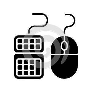 Mouse and Keyboard Solid Icon for Computer Desk