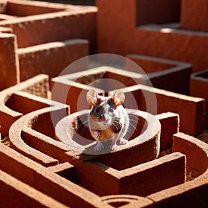 Mouse lost in maze, being trained to find a solution and exit