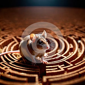 Mouse lost in maze, being trained to find a solution and exit